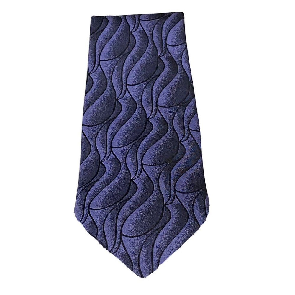 Nob Hill Collection Silk Necktie Purple Black Swirls Metallic Abstract Fashion